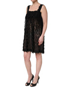 Dolce & Gabbana Black Viscose Fringed Sleeveless Mini Dress - Eljoys Fashion 