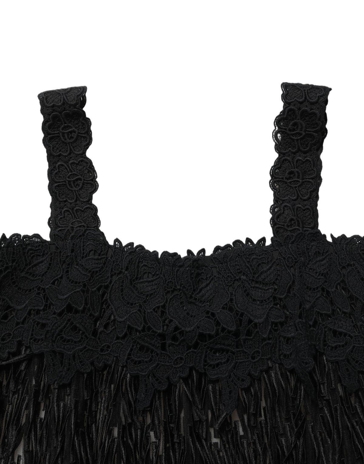 Dolce & Gabbana Black Viscose Fringed Sleeveless Mini Dress - Eljoys Fashion 