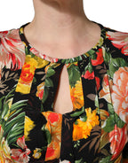 Dolce & Gabbana Multicolor Floral Print LongSleeve Midi Dress