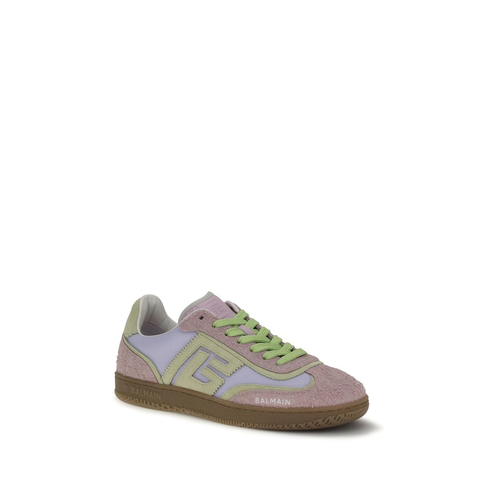 Balmain multicolor calf leather Bos Taurus athletic sneakers with sporty design and vibrant color accents.