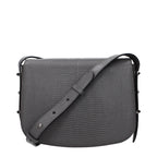 Jimmy Choo gray leather crossbody bag with sleek design and adjustable strap, perfect for stylish everyday wear.