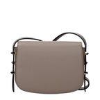 Jimmy Choo gray leather crossbody bag with sleek design and adjustable strap, featuring subtle metallic accents.
