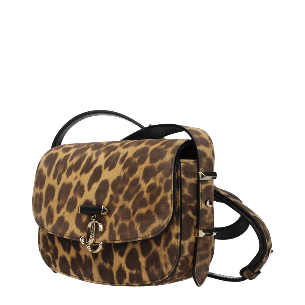 Jimmy Choo brown leather crossbody bag with sleek design and adjustable strap, showcasing elegant craftsmanship.