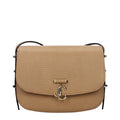 Jimmy Choo brown leather crossbody bag with sleek design and adjustable strap, showcasing elegant craftsmanship and versatile style.