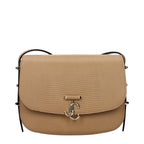 Jimmy Choo brown leather crossbody bag with sleek design and adjustable strap, showcasing elegant craftsmanship and versatile style.