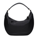 Jimmy Choo black leather shoulder bag with sleek design and silver hardware, featuring a spacious interior and adjustable strap.
