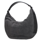 Jimmy Choo gray leather shoulder bag with sleek design and subtle stitching, featuring a stylish strap and elegant hardware.