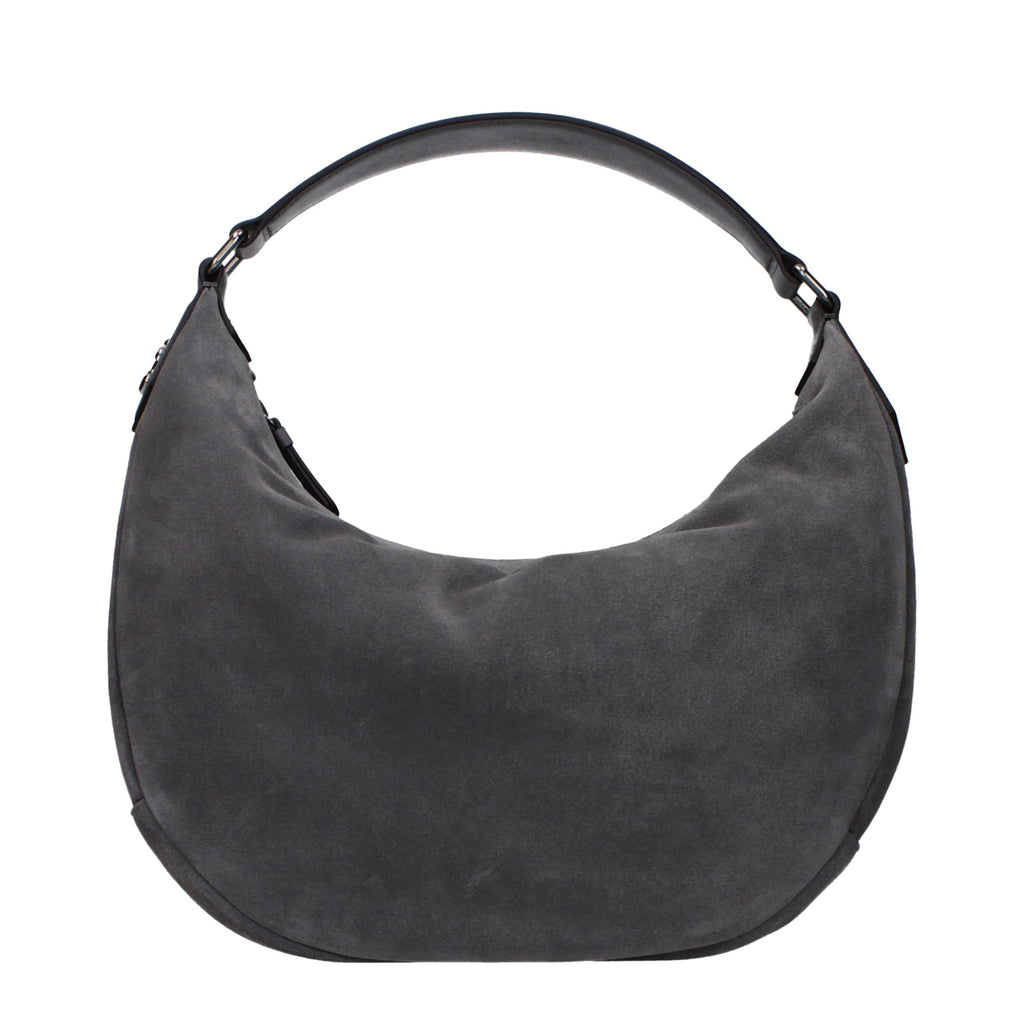 Jimmy Choo gray leather shoulder bag with sleek design and silver hardware, featuring a flap closure and adjustable strap.