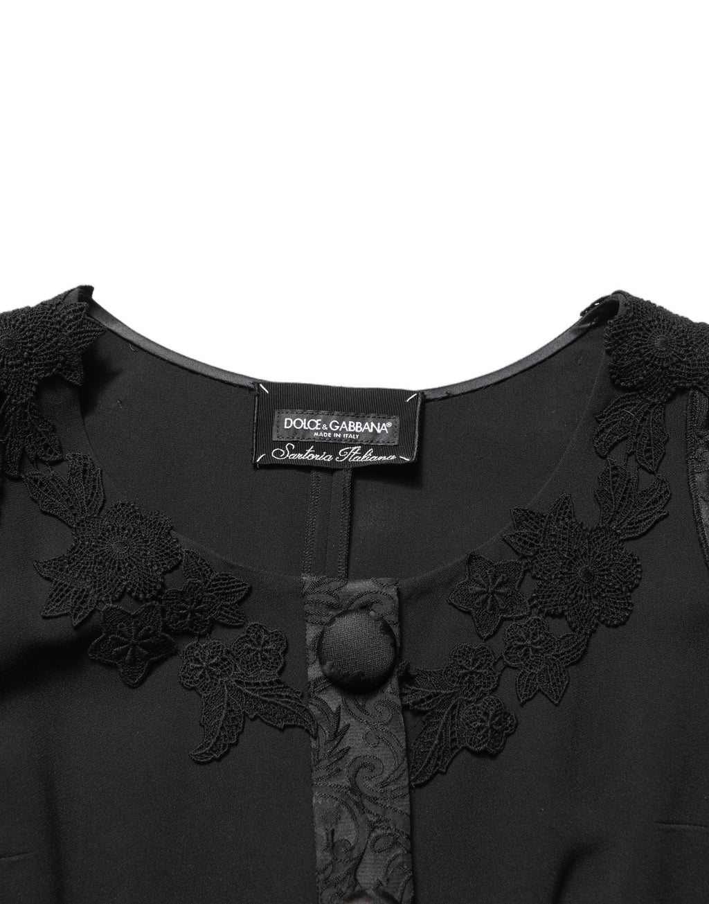 Dolce & Gabbana Black Button Fastening Lace Trimmed Blazer Jacket