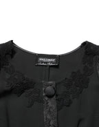Dolce & Gabbana Black Button Fastening Lace Trimmed Blazer Jacket