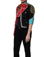Dolce & Gabbana Multicolor Asymmetrical Ornate Jewel Cropped Jacket