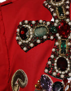 Dolce & Gabbana Multicolor Asymmetrical Ornate Jewel Cropped Jacket