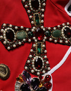 Dolce & Gabbana Multicolor Asymmetrical Ornate Jewel Cropped Jacket