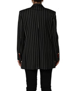 Dolce & Gabbana Black Stripe Double-Breasted Blazer Jacket