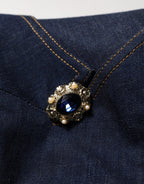 Dolce & Gabbana Blue Single-Breasted Denim Blazer Jacket - Eljoys Fashion 