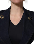 Dolce & Gabbana Blue Single-Breasted Denim Blazer Jacket - Eljoys Fashion 