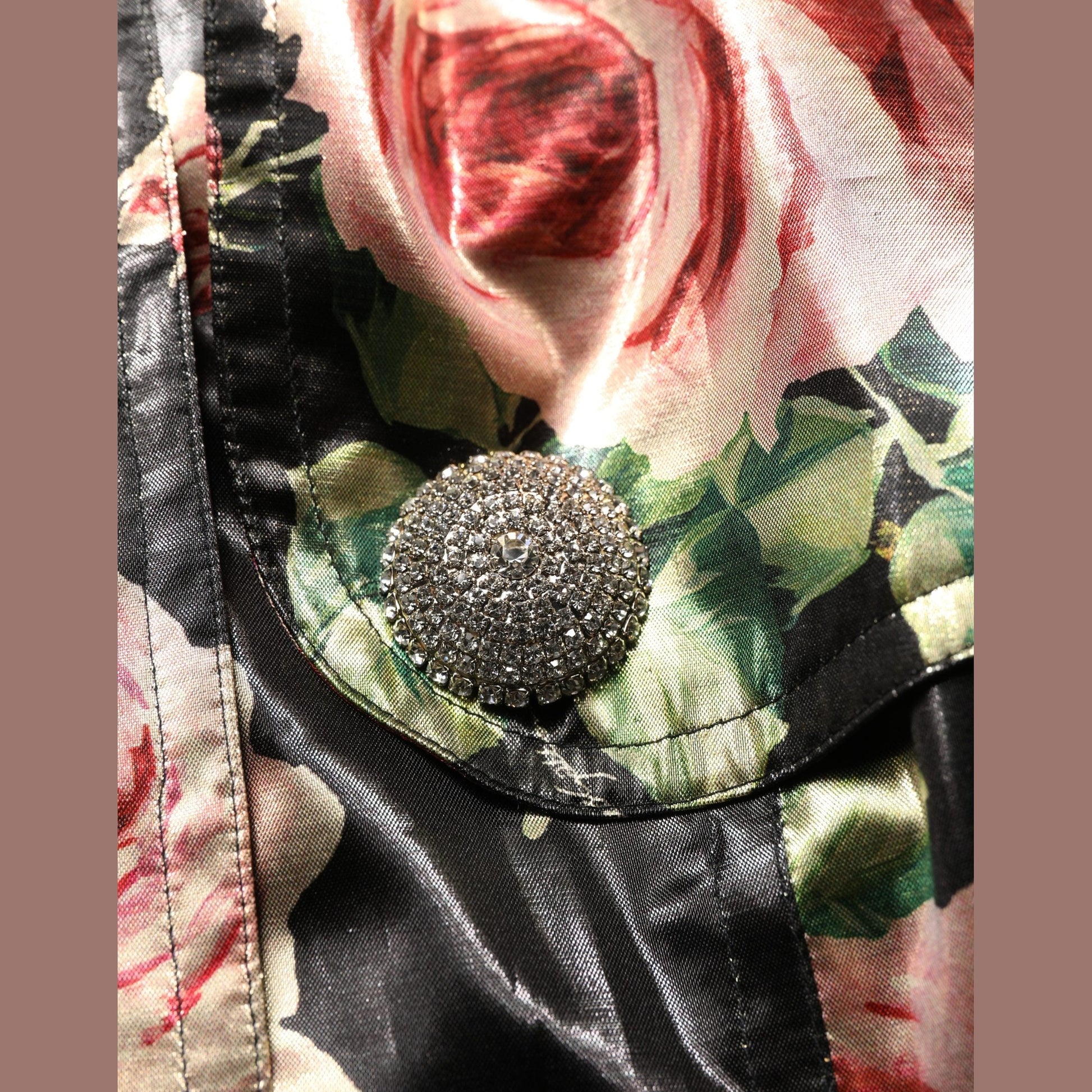 Dolce & Gabbana Black Floral Belted Polyester Trench Coat Jacket