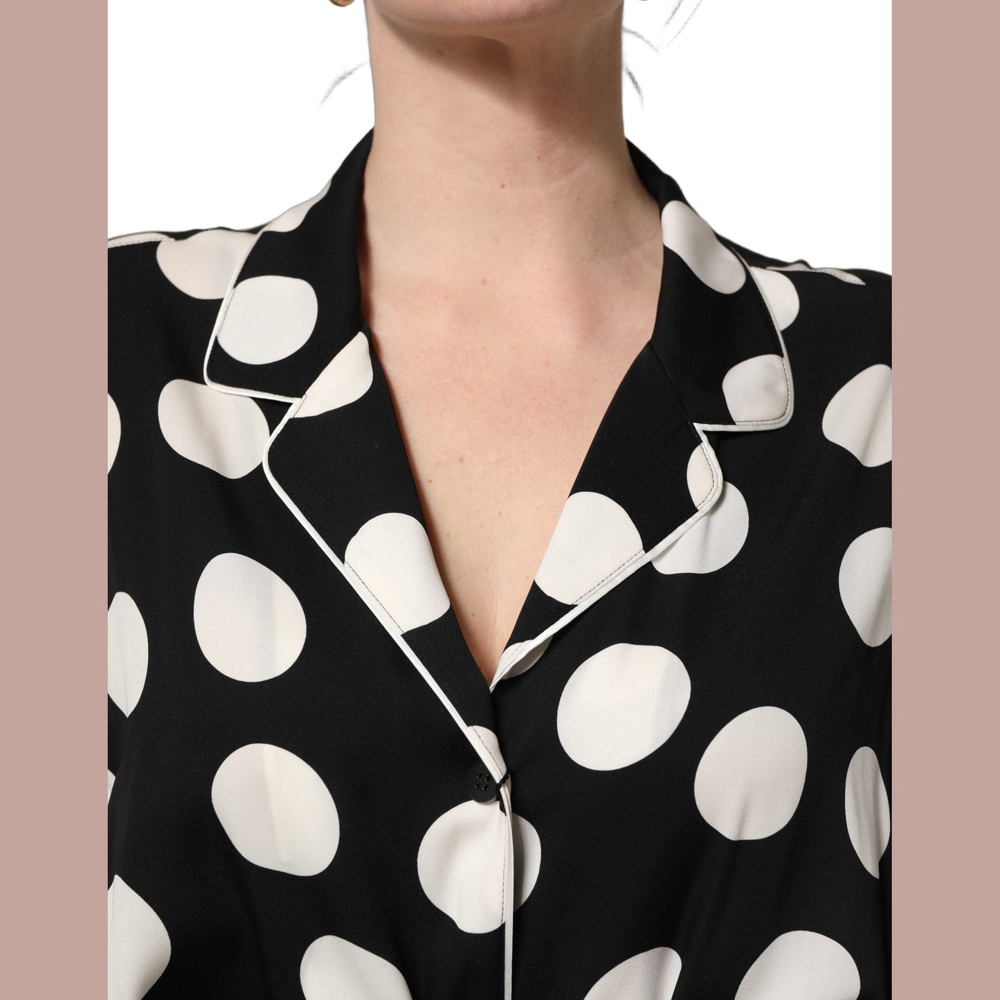 Dolce & Gabbana Black White Polka Dot Pajama 2 Piece Set Sleepwear