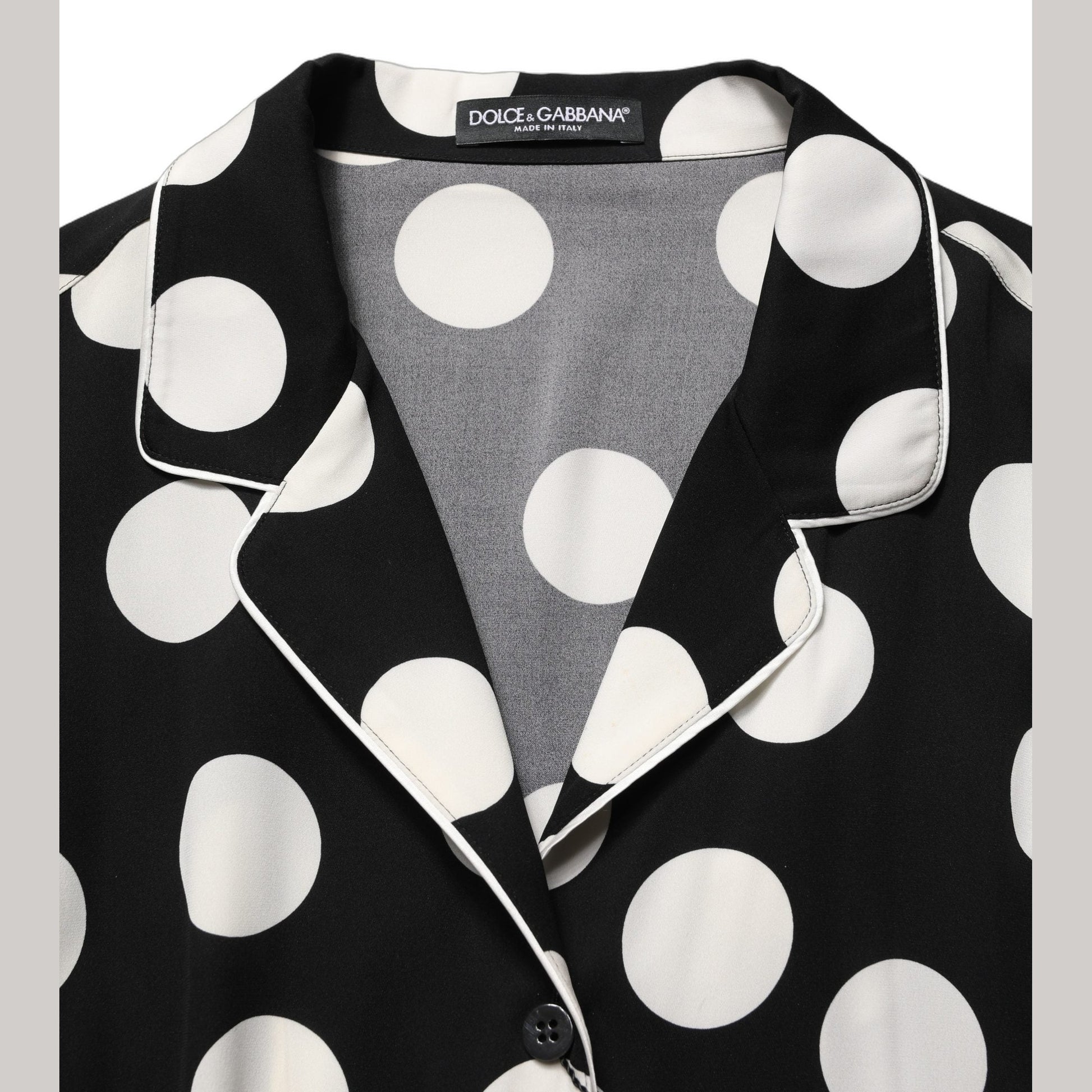 Dolce & Gabbana Black White Polka Dot Pajama 2 Piece Set Sleepwear