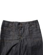 Black cotton mid-waist skinny denim jeans by BENCIVENGA, shown on a model, with a close-up of the fit and fabric texture.