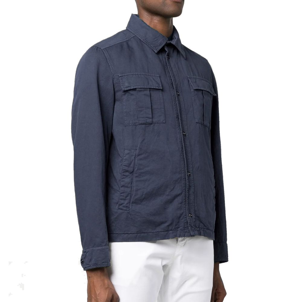 Herno Blue Cotton Coat Herno