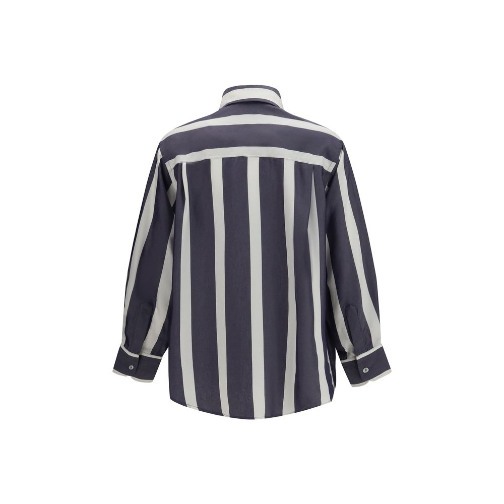 Cruna Blue Viscose Pattern Shirt Cruna