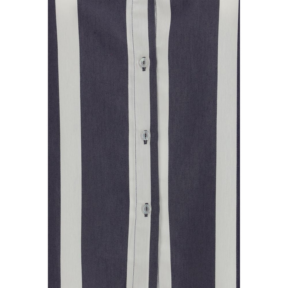 Cruna Blue Viscose Pattern Shirt Cruna