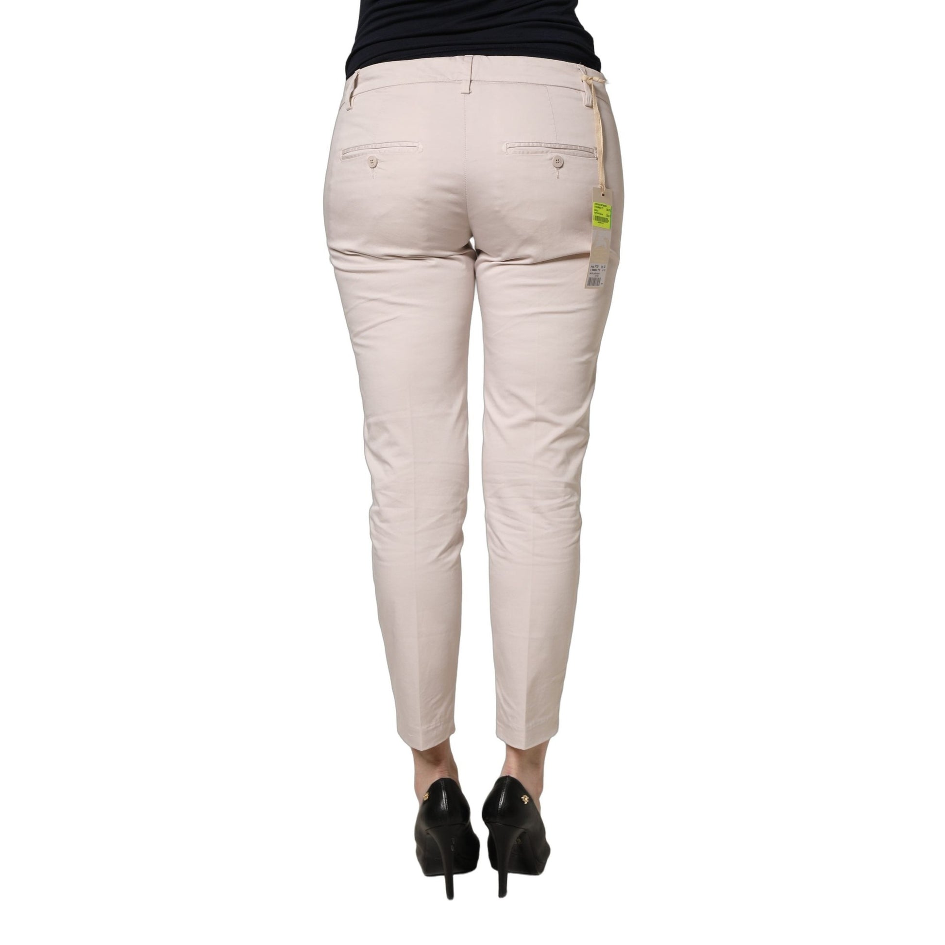 Versace Jeans Couture Beige Low Waist Tapered Women Cropped Trousers Pants