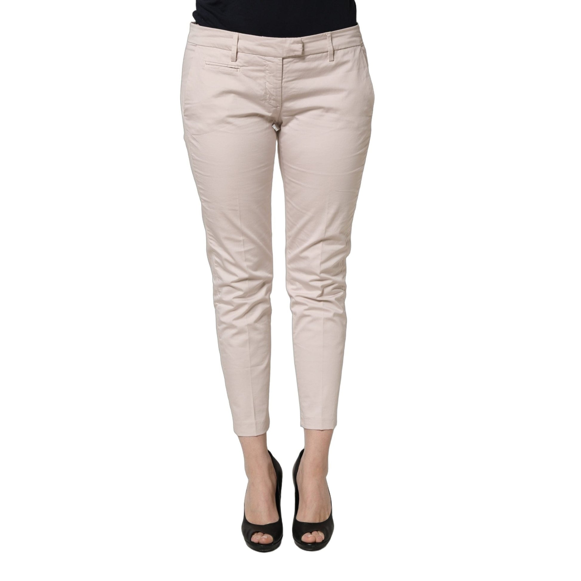 Versace Jeans Couture Beige Low Waist Tapered Women Cropped Trousers Pants