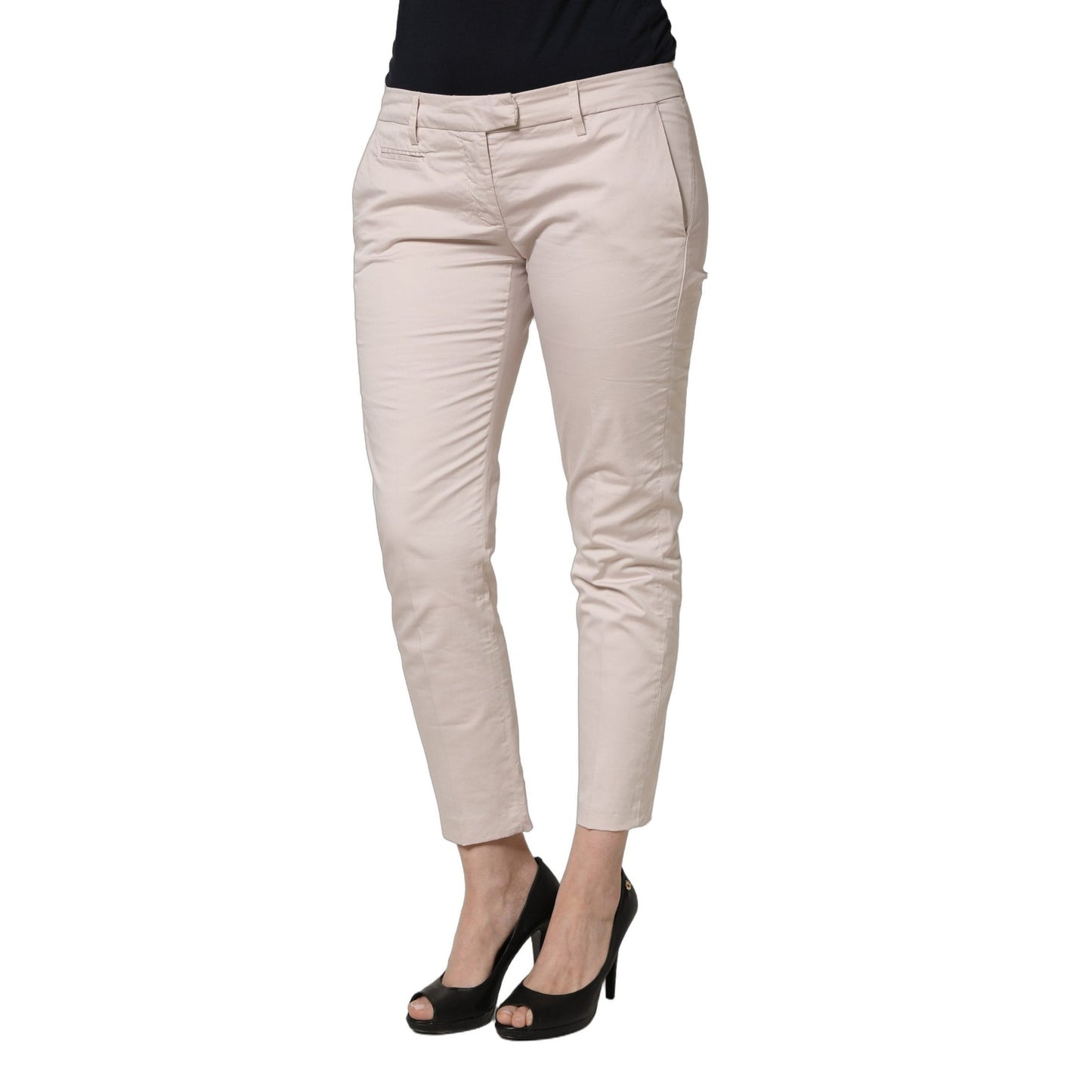 Versace Jeans Couture Beige Low Waist Tapered Women Cropped Trousers Pants