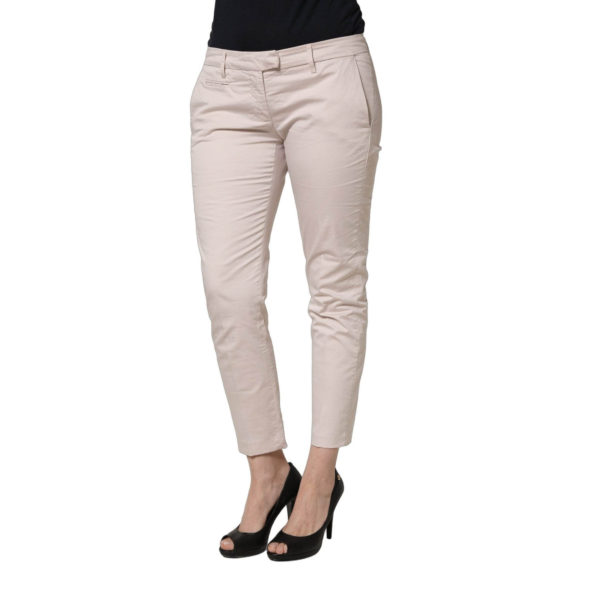 Versace Jeans Couture Beige Low Waist Tapered Women Cropped Trousers Pants