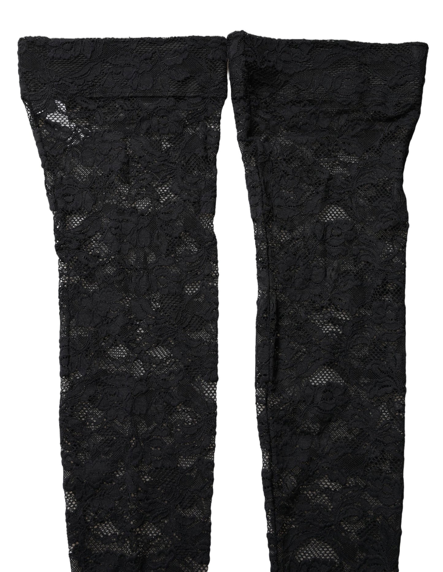 Dolce & Gabbana Black Floral Lace Thigh High Stockings Socks Dolce & Gabbana