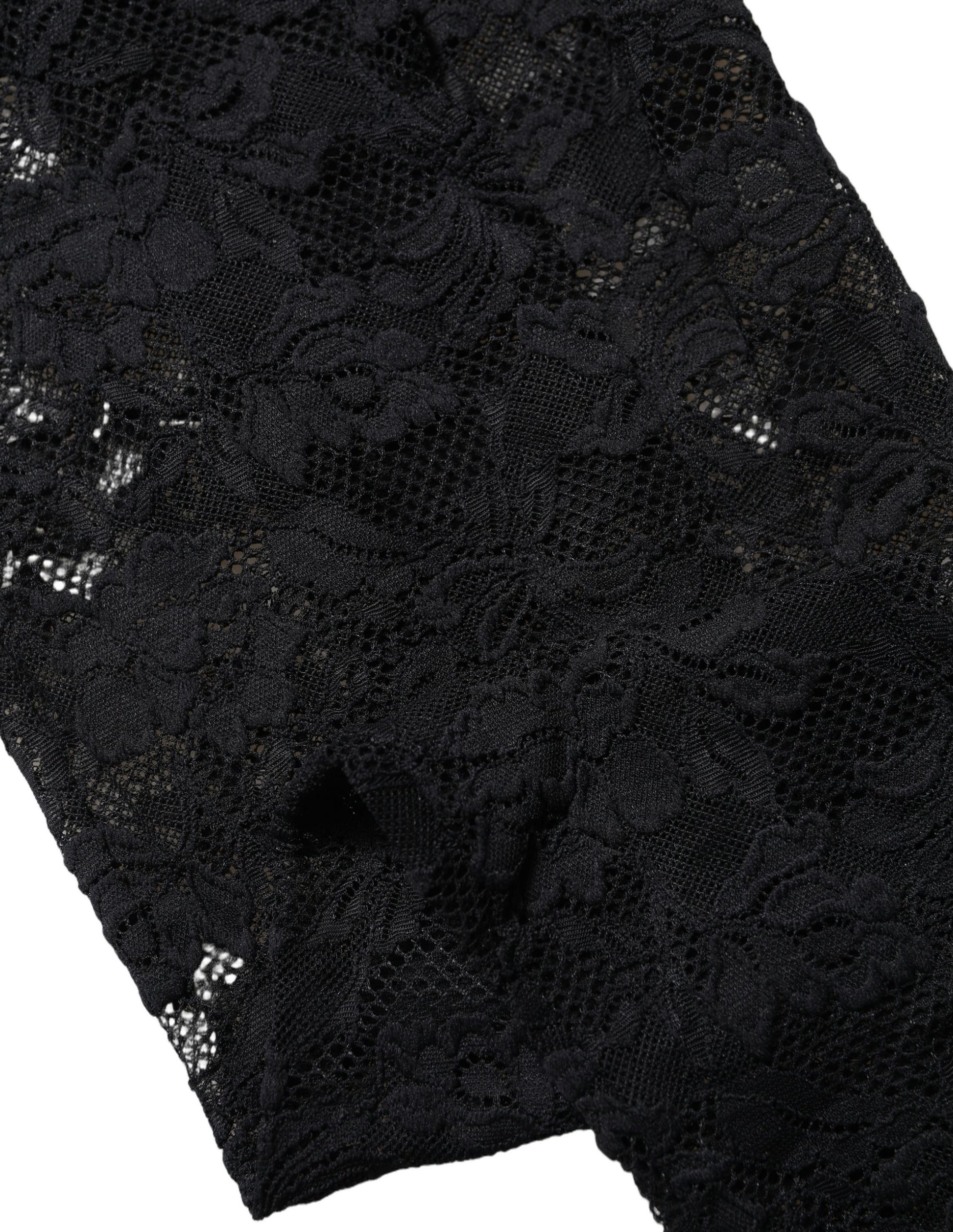 Dolce & Gabbana Black Floral Lace Thigh High Stockings Socks Dolce & Gabbana