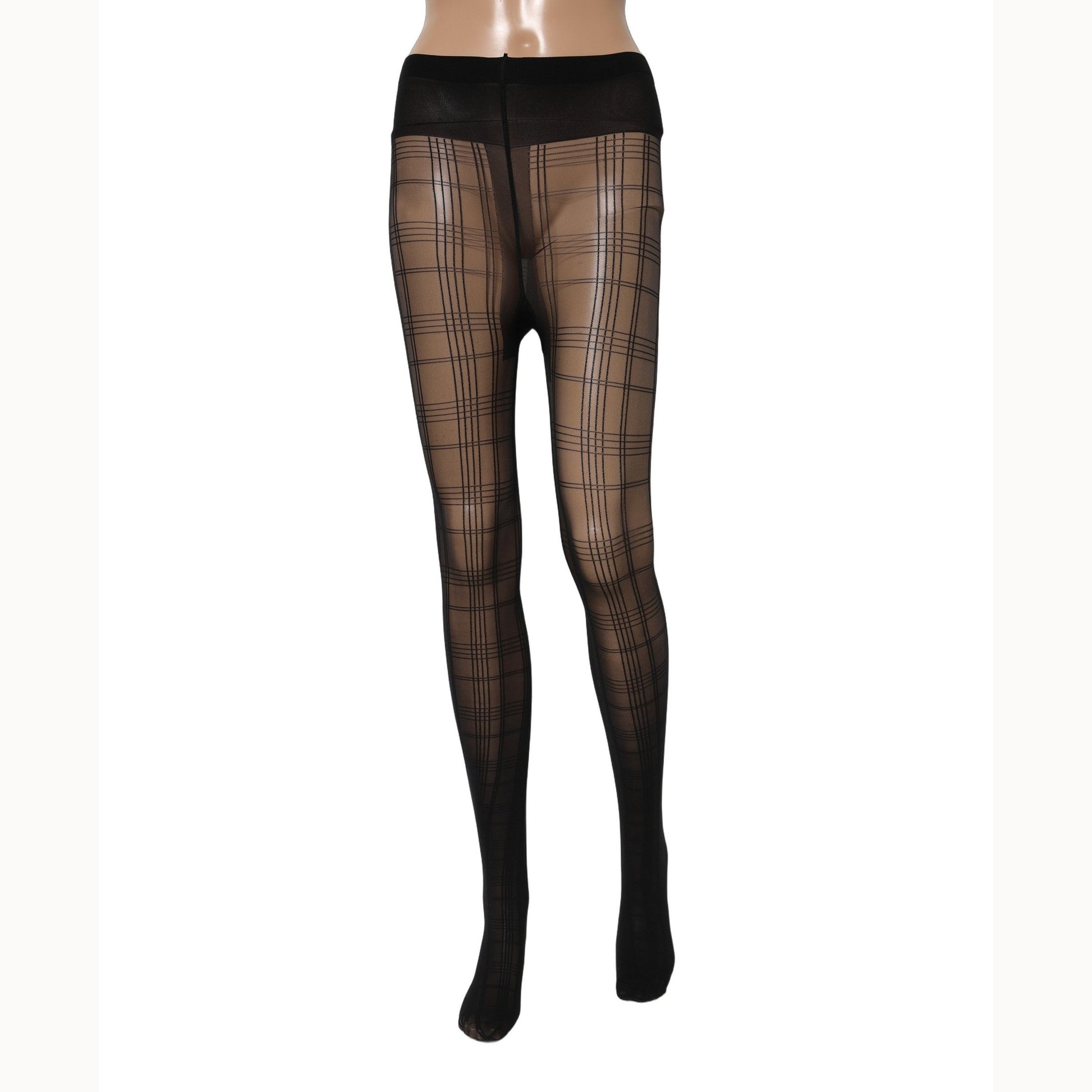 Dolce & Gabbana Black Nylon Tartan Pattern Tights Stockings Socks Dolce & Gabbana