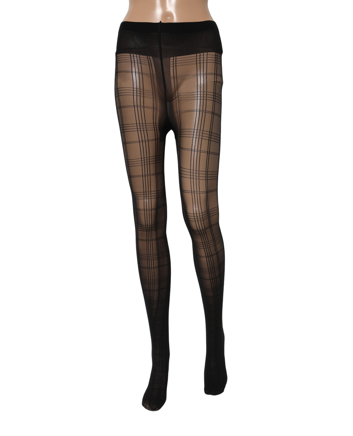 Dolce & Gabbana Black Nylon Tartan Pattern Tights Stockings Socks - Eljoys Fashion 