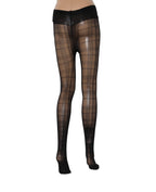 Dolce & Gabbana Black Nylon Tartan Pattern Tights Stockings Socks - Eljoys Fashion 