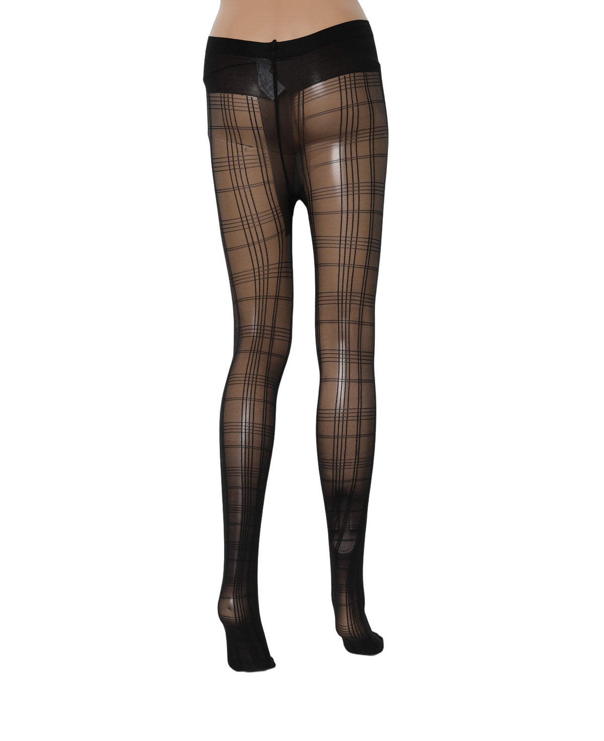 Dolce & Gabbana Black Nylon Tartan Pattern Tights Stockings Socks - Eljoys Fashion 