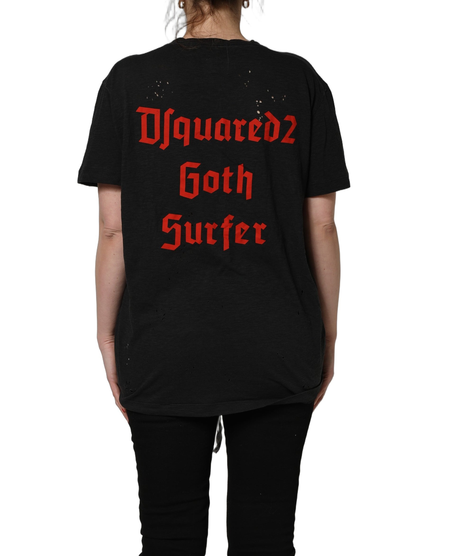 Dsquared² Black Chain Embellished Cotton Short Sleeve T-shirt Dsquared²