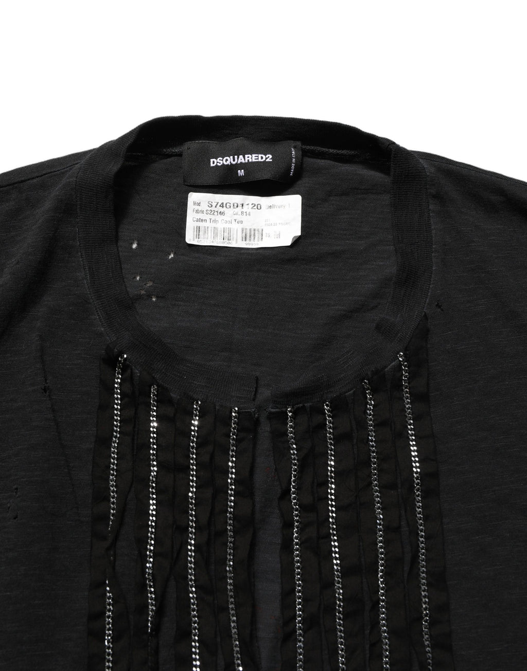 Dsquared² Black Chain Embellished Cotton Short Sleeve T-shirt - Eljoys Fashion 