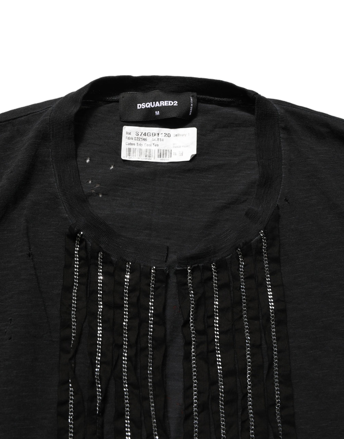 Dsquared² Black Chain Embellished Cotton Short Sleeve T-shirt - Eljoys Fashion 