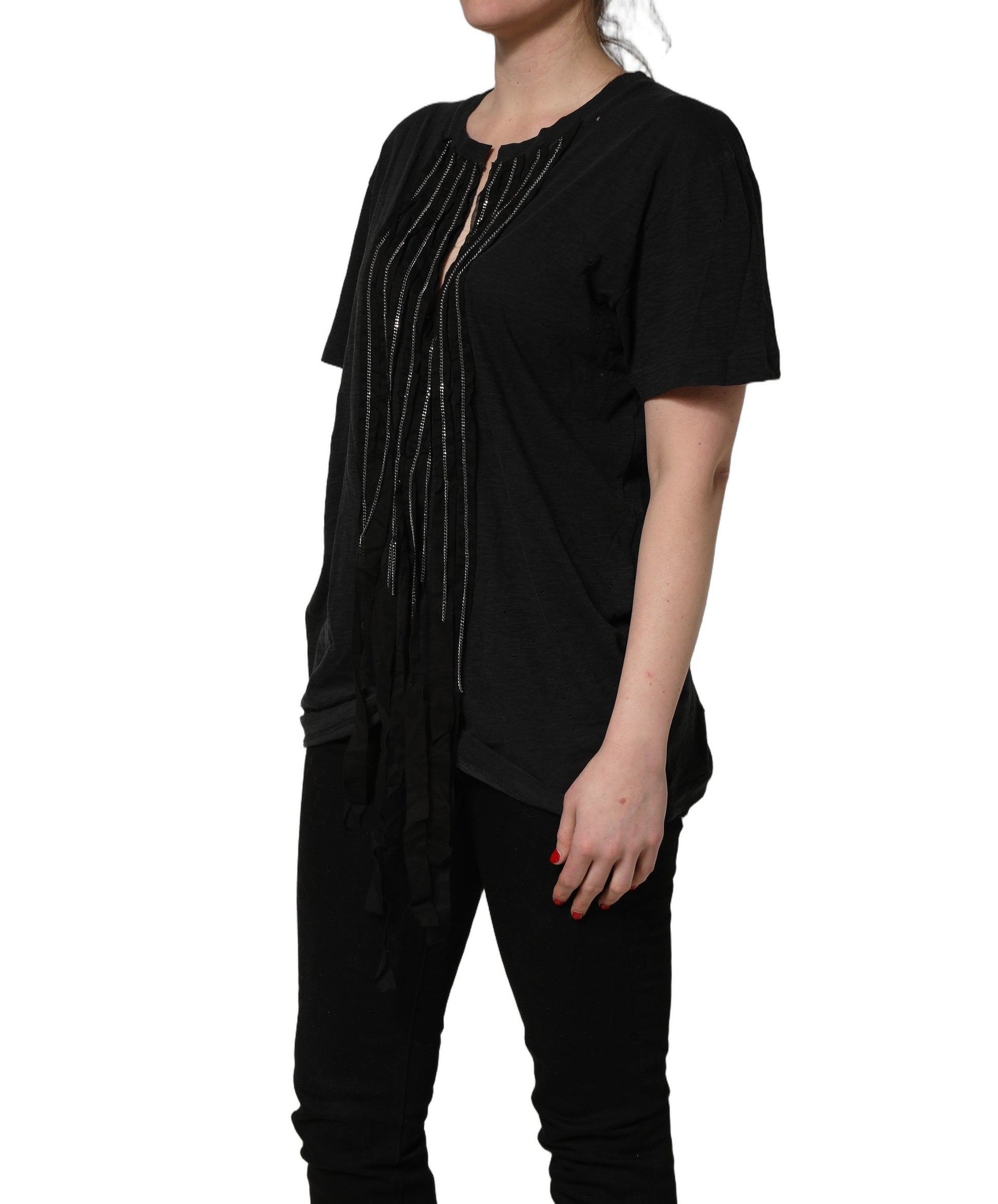 Dsquared² Black Chain Embellished Cotton Short Sleeve T-shirt Dsquared²