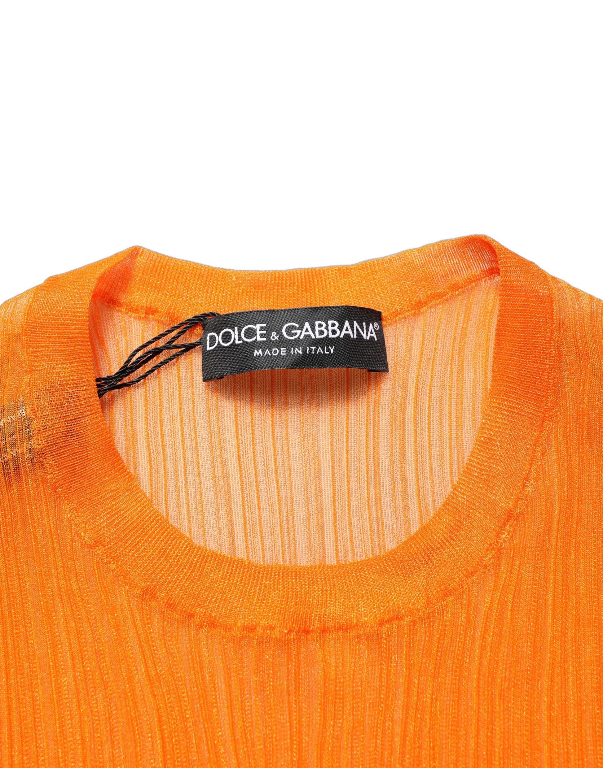 Dolce & Gabbana Orange See Through Crew Neck Blouse Tank Top Dolce & Gabbana