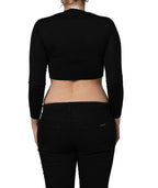 Dolce & Gabbana Black Graphic Print Long-Sleeved Top - Eljoys Fashion 