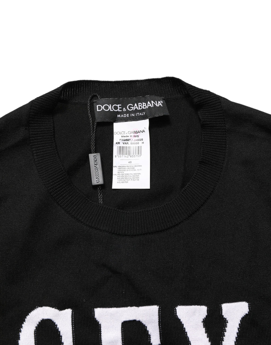 Dolce & Gabbana Black Graphic Print Long-Sleeved Top - Eljoys Fashion 