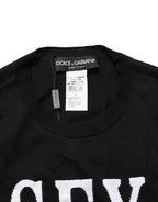 Dolce & Gabbana Black Graphic Print Long-Sleeved Top - Eljoys Fashion 