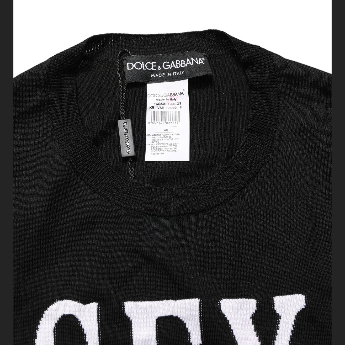 Dolce & Gabbana Black Graphic Print Long-Sleeved Top Dolce & Gabbana