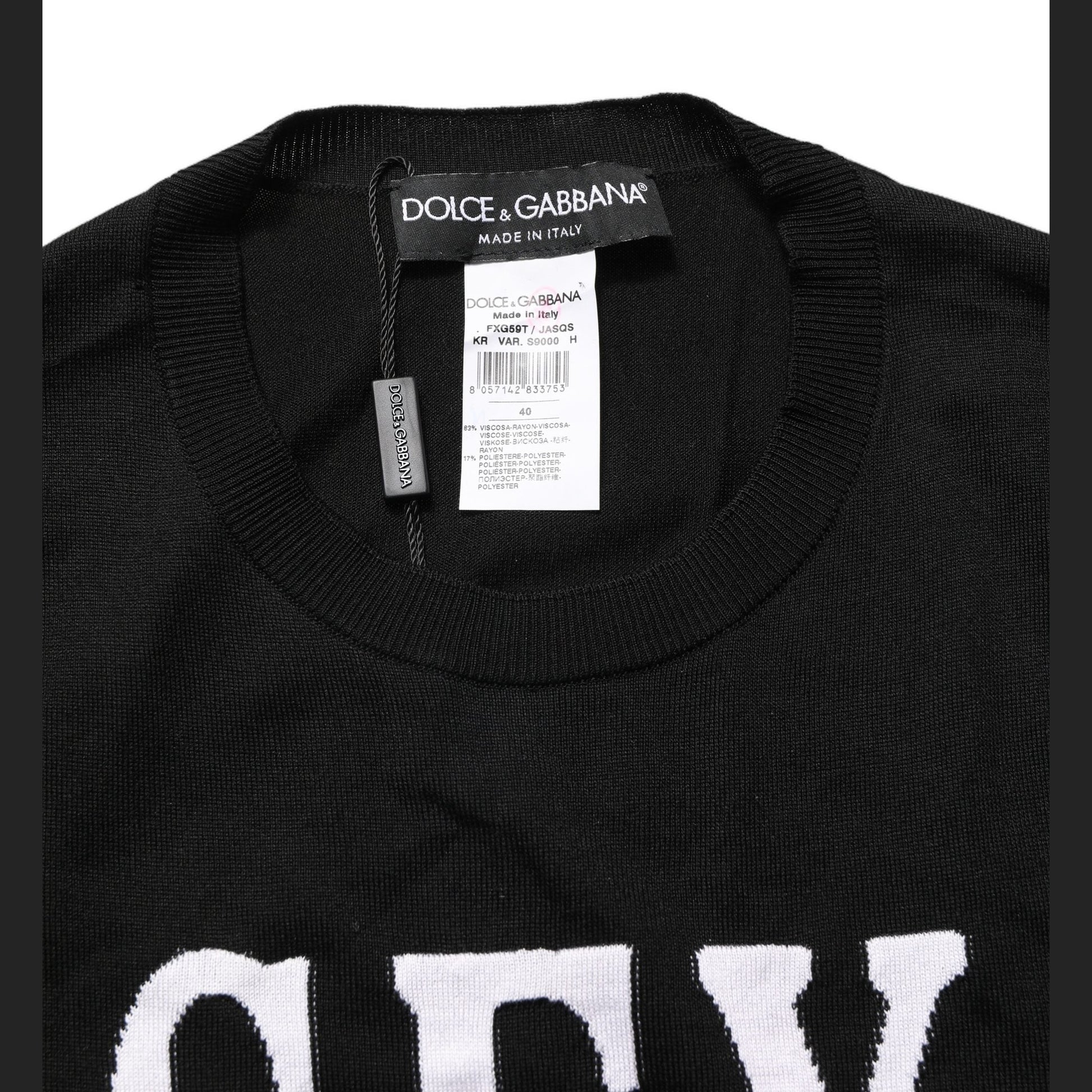 Dolce & Gabbana Black Graphic Print Long-Sleeved Top Dolce & Gabbana