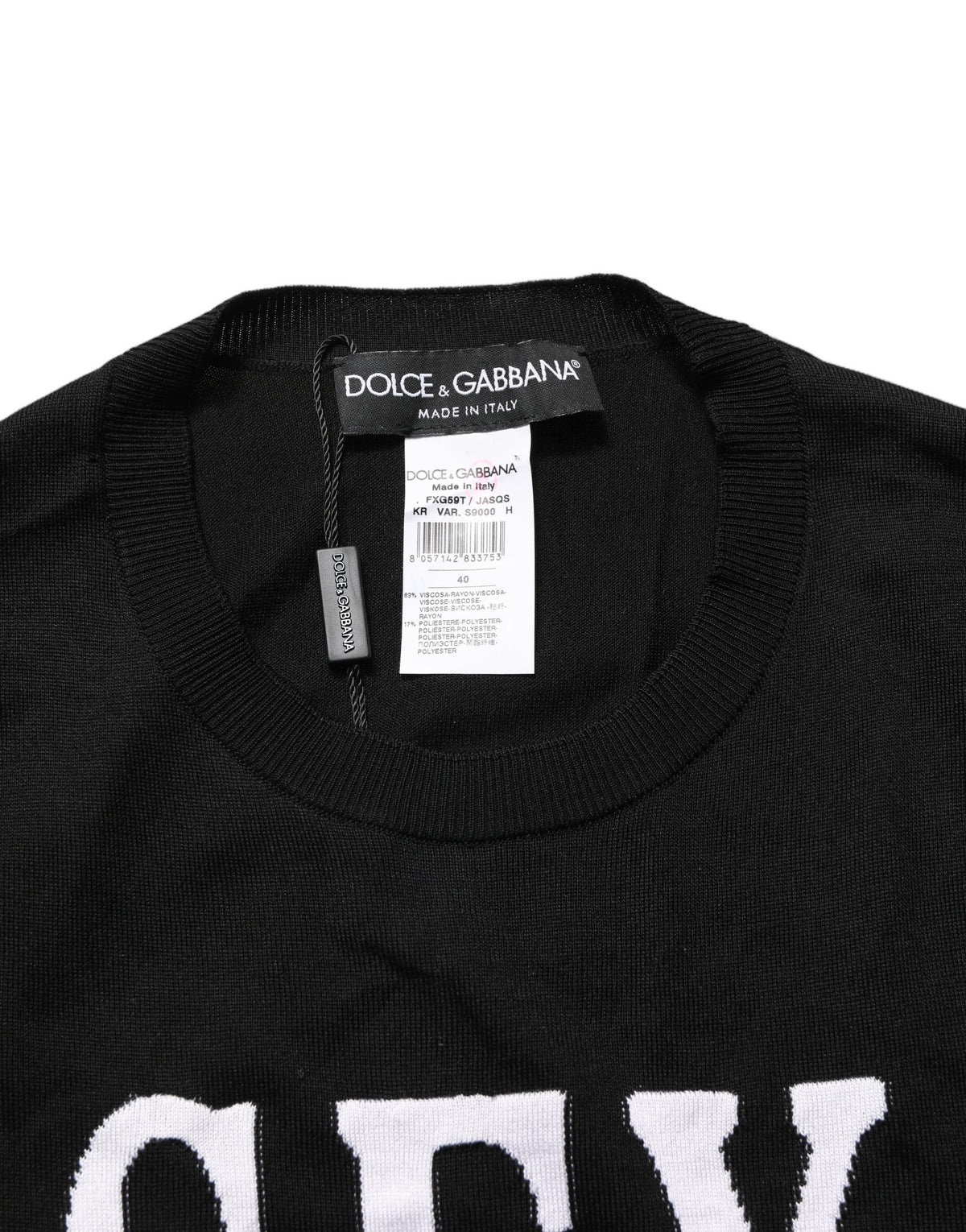 Dolce & Gabbana Black Graphic Print Long-Sleeved Top - Eljoys Fashion 