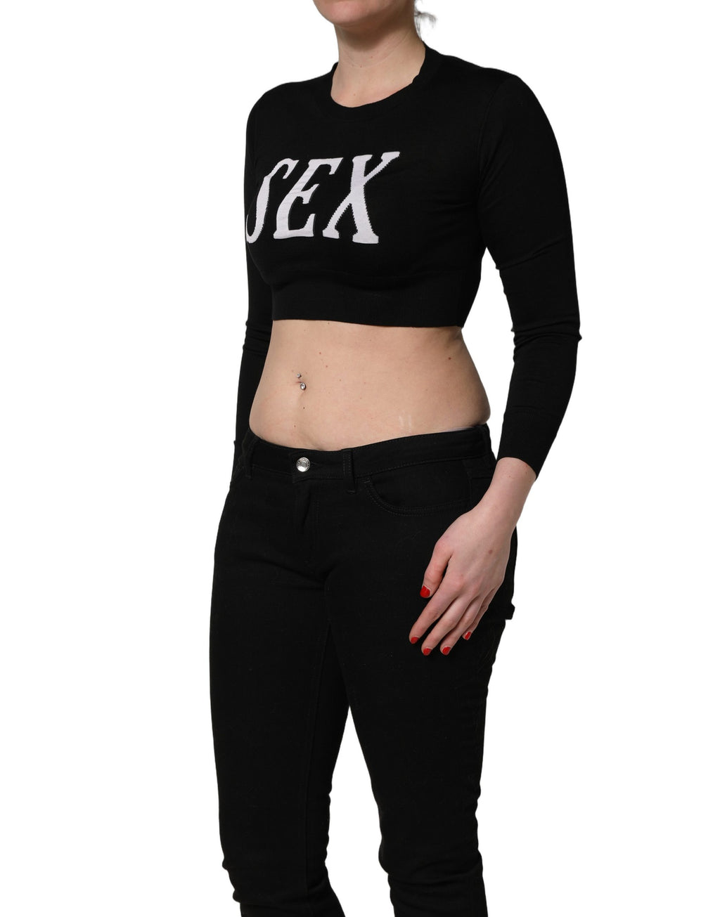 Dolce & Gabbana Black Graphic Print Long-Sleeved Top - Eljoys Fashion 