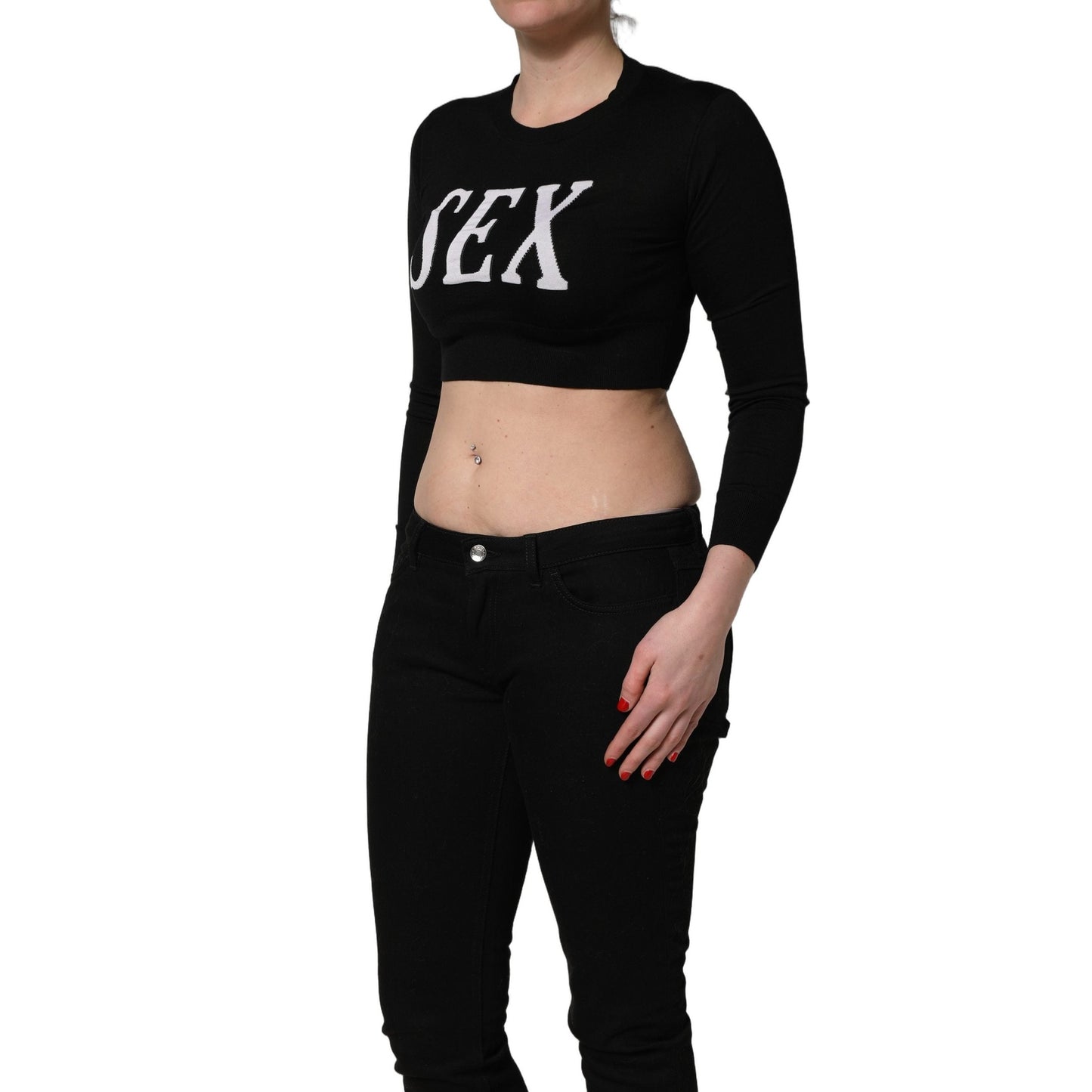 Dolce & Gabbana Black Graphic Print Long-Sleeved Top Dolce & Gabbana